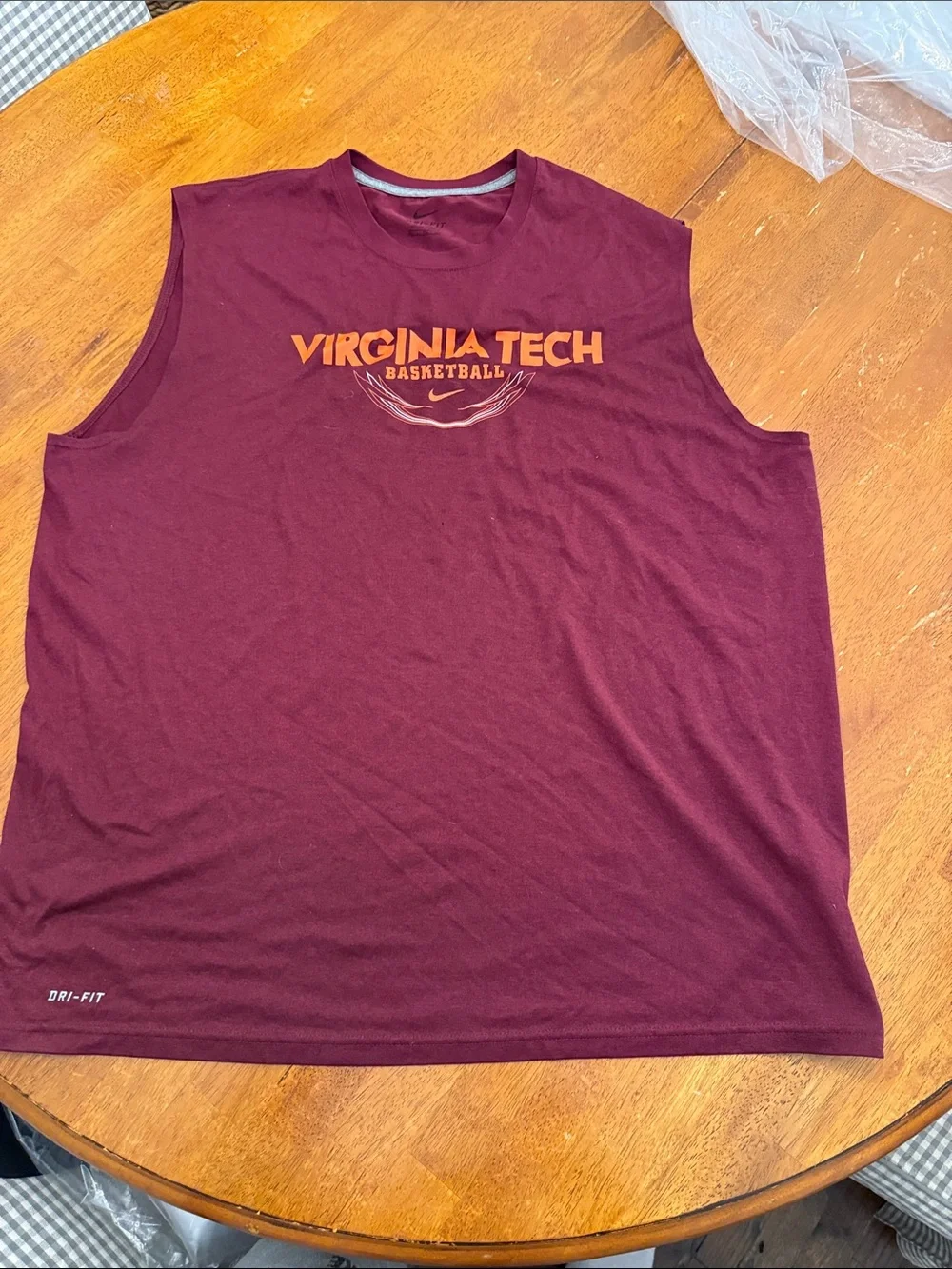 Nike Sleeveless Virginia Tech Basketball Tee - Maroon with Orange Logo xxl